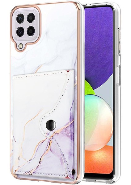 Samsung Galaxy A22 4g Mermer Kart Yuvaları Için Kılıf Ince Cüzdan Yumuşak Tpu (Yurt Dışından)
