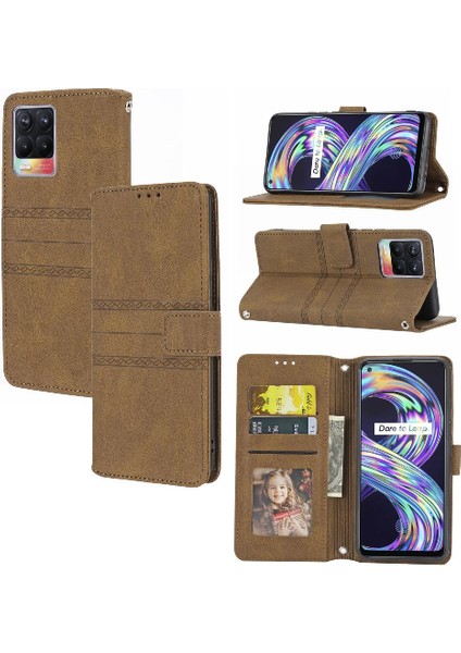Realme 8 4g Manyetik Kapatma Cüzdan Kılıf Pu Deri Için Flip Case (Yurt Dışından)