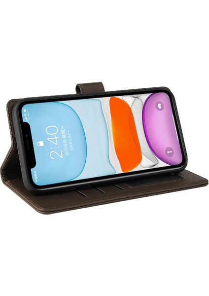 Iphone 11 Için Flip Case Üç Kart Yuvaları Kickstand Premium Deri (Yurt Dışından)