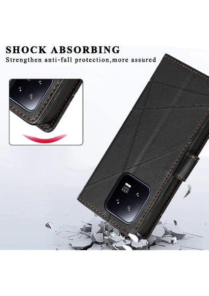 Xiaomi 13 Için Flip Case Kickstand Üç Kart Yuvaları Şok Emici (Yurt Dışından)