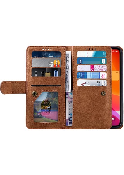 Iphone 11 Için Flip Case Pro Cüzdan Kordon Pu Deri 9 Kart Yuvaları (Yurt Dışından)