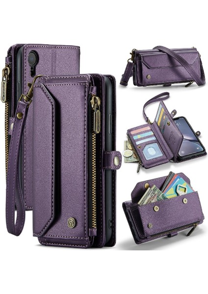 Iphone Xr Için Crossbody Durumda Kart Tutucu Fermuar Faturaları Yuvası Cüzdan Kılıf Için (Yurt Dışından)