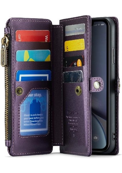Iphone Xr Için Crossbody Durumda Kart Tutucu Fermuar Faturaları Yuvası Cüzdan Kılıf Için (Yurt Dışından)