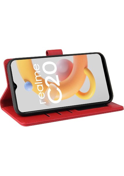 Realme C20 Premium Deri Darbeye Üç Kart Yuvaları 4 Için Flip Case (Yurt Dışından) fırsatları