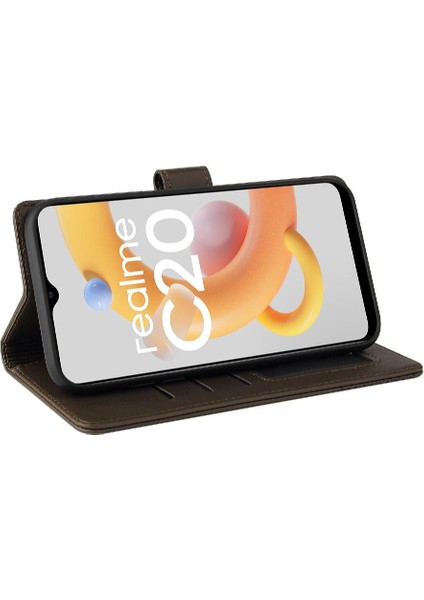 Realme C20 Premium Deri Darbeye Üç Kart Yuvaları 4 Için Flip Case (Yurt Dışından) fırsatları