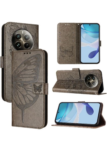 Realme 12 Pro Artı 5g Premium Deri Manyetik Kabartma Flip Için Kılıf (Yurt Dışından)