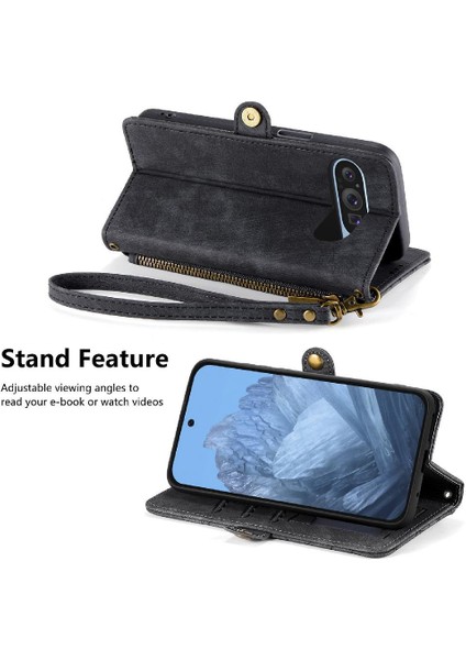 Google Piksel 9 Için Flip Case Basit Iş Kapak Deri Kılıf (Yurt Dışından)
