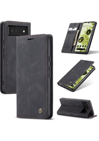 Google Piksel 6 Vintage Pu Deri Cüzdan Kılıf Için Flip Case Kart Yuvası Flip (Yurt Dışından)