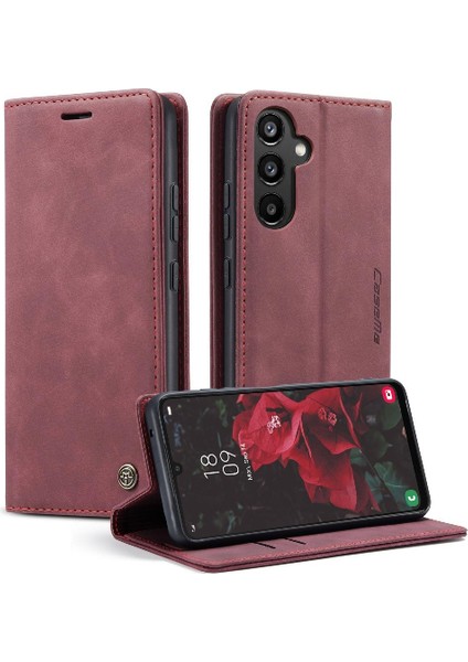 Samsung Galaxy A34 5g Için Flip Case Vintage Pu Deri Cüzdan Kılıf Kartı (Yurt Dışından)