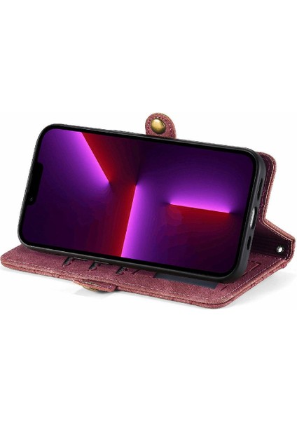 Iphone 13 Için Flip Case Pro Max Deri Kılıf Cüzdan Basit Iş Çevirme (Yurt Dışından)