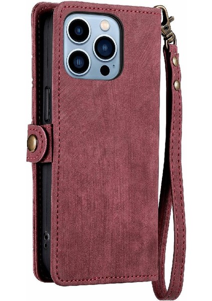 Iphone 13 Için Flip Case Pro Max Deri Kılıf Cüzdan Basit Iş Çevirme (Yurt Dışından)