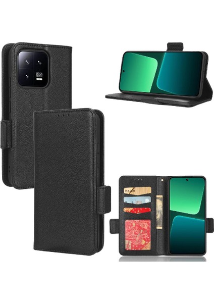 Xiaomi 13 Için Kılıf Cüzdan Yan Toka Kart Yuvaları Tutucu Pu Deri Manyetik (Yurt Dışından)