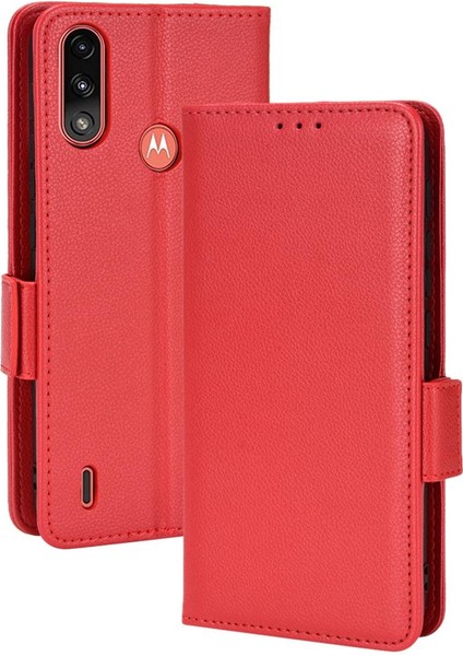 Motorola Moto E7 Güç Cüzdan Pu Deri Yan Toka Manyetik (Yurt Dışından)