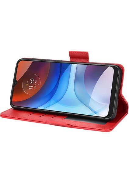 Motorola Moto E7 Güç Cüzdan Pu Deri Yan Toka Manyetik (Yurt Dışından)