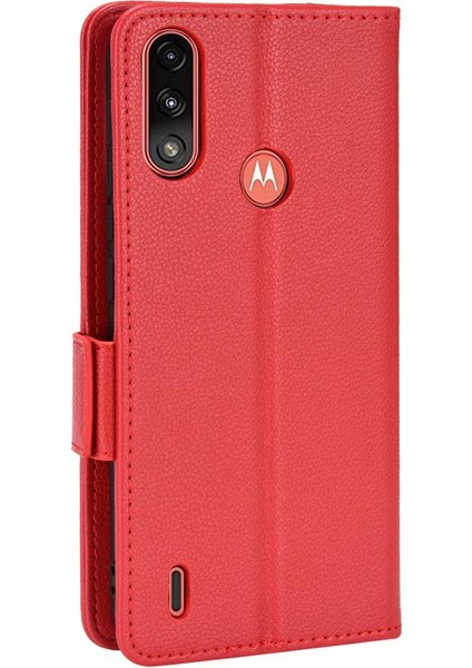 Motorola Moto E7 Güç Cüzdan Pu Deri Yan Toka Manyetik (Yurt Dışından)