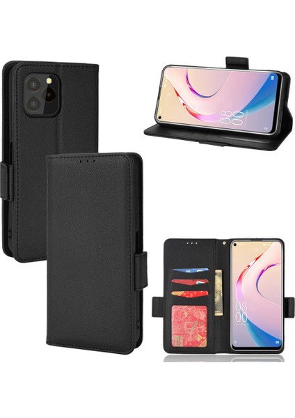 Oukitel C21 Pro Pu Deri Kart Yuvaları Için Kılıf Tutucu Manyetik Cüzdan Yan (Yurt Dışından)