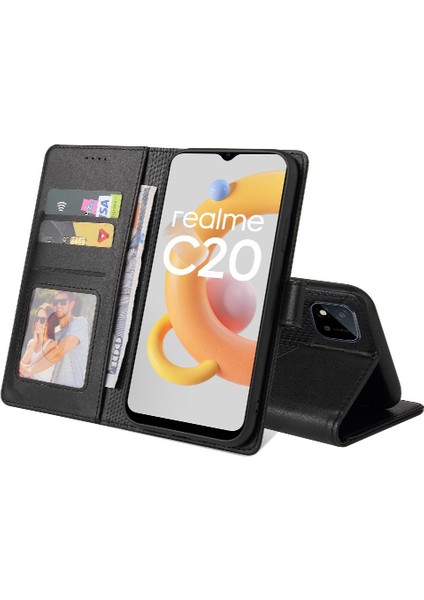 Realme C20 Premium Deri Darbeye Üç Kart Yuvaları 4 Için Flip Case (Yurt Dışından)