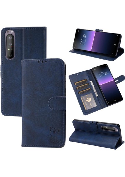 Sony Xperia 1 Iii Için Cüzdan Durumda Tüm Yuvarlak Koruma Kickstand Kabartmalı (Yurt Dışından)