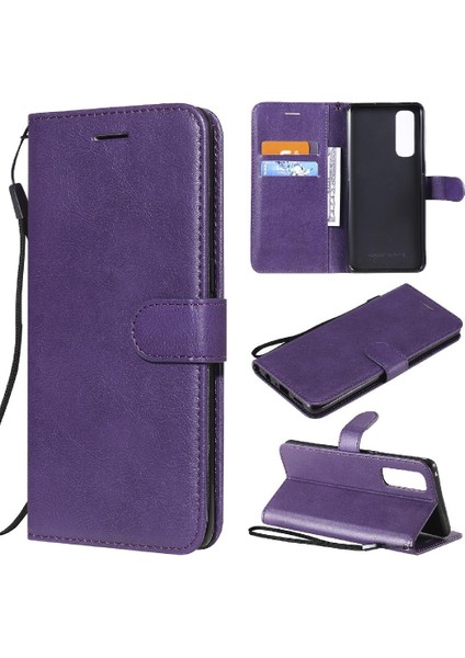 Kart Yuvası Klasik Düz Renk Cüzdan ile Oppo Reno4 Pro 4g Için Flip Case (Yurt Dışından)