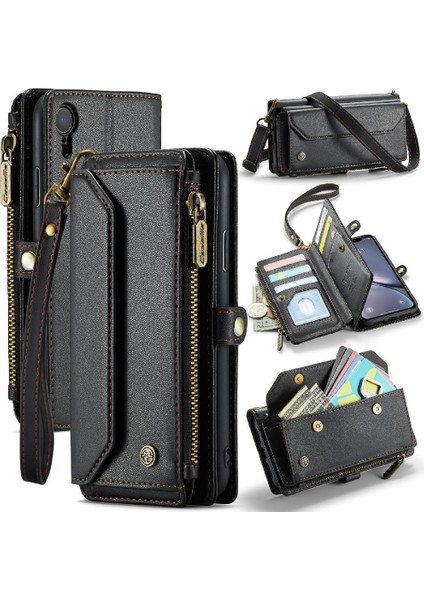 Iphone Xr Için Crossbody Durumda Kart Tutucu Fermuar Faturaları Yuvası Cüzdan Kılıf Için (Yurt Dışından)