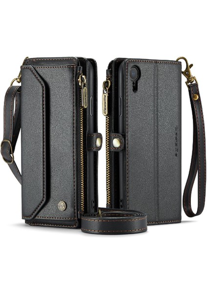 Iphone Xr Için Crossbody Durumda Kart Tutucu Fermuar Faturaları Yuvası Cüzdan Kılıf Için (Yurt Dışından)