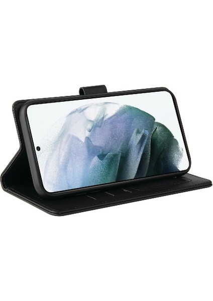 Samsung Galaxy S22 Üç Kart Yuvaları Premium Deri Için Flip Case (Yurt Dışından)