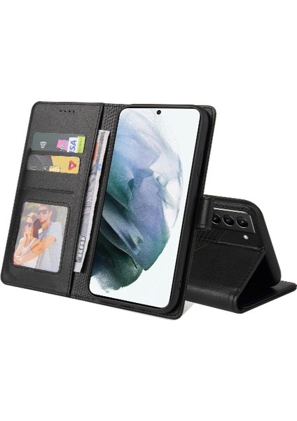 Samsung Galaxy S22 Üç Kart Yuvaları Premium Deri Için Flip Case (Yurt Dışından)