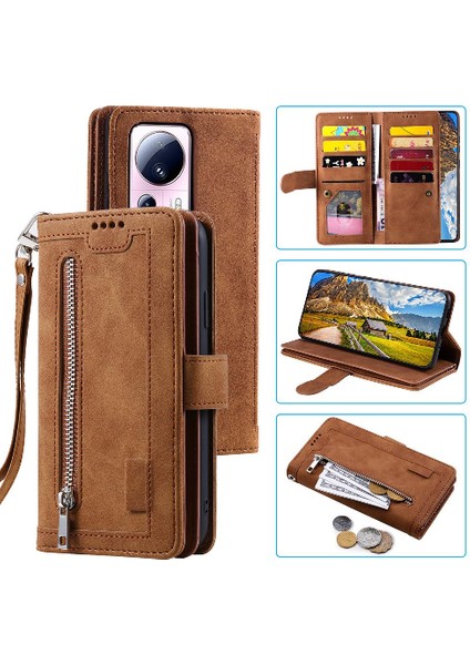 Xiaomi 13 Lite Için Flip Case Cüzdan 9 Kart Yuvaları Kickstand Pu Deri (Yurt Dışından)
