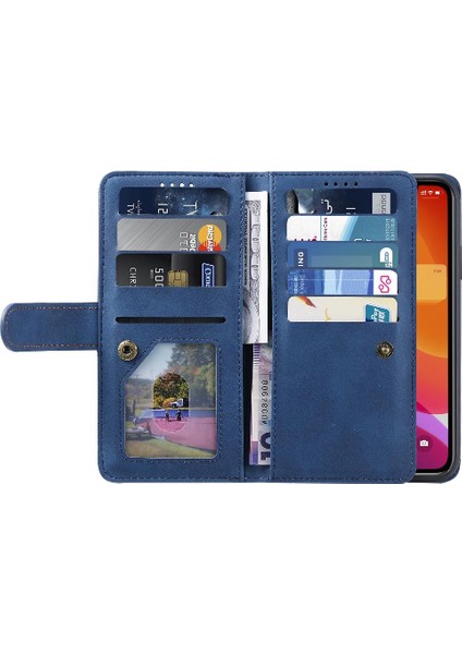 Iphone 11 Için Flip Case Pu Deri Kickstand Kordon Cüzdan 9 Kart Yuvaları (Yurt Dışından)