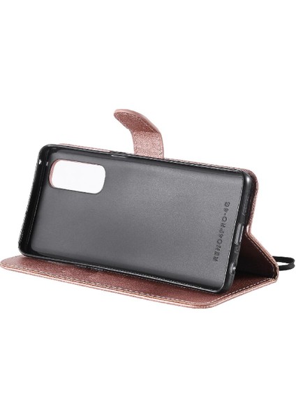 Kart Yuvası Klasik Düz Renk Cüzdan ile Oppo Reno4 Pro 4g Için Flip Case (Yurt Dışından)