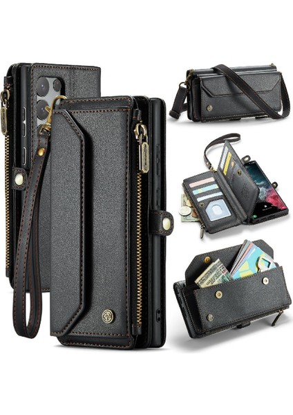 Kadınlar Için Crossbody Kılıf Samsung Galaxy S22 Ultra Cüzdan Kılıf Fermuar (Yurt Dışından)