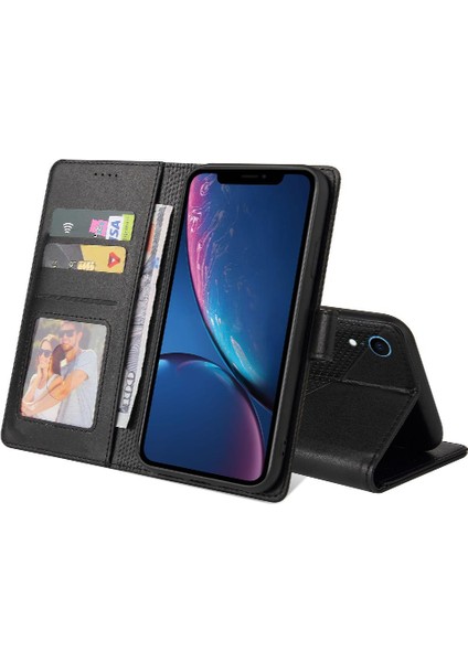 Iphone Xr Kickstand Üç Kart Yuvaları Premium Deri Için Flip Case (Yurt Dışından)