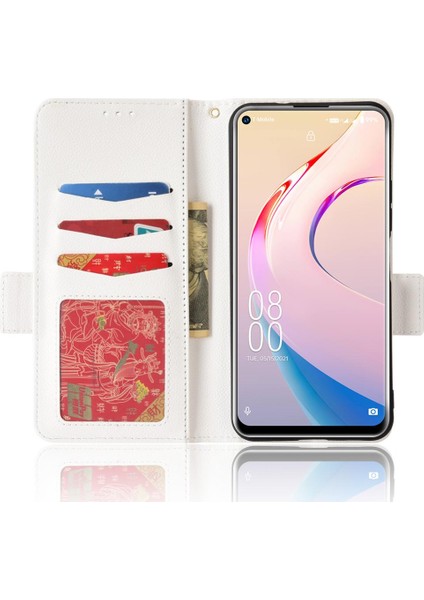 Oukitel C21 Pro Pu Deri Kart Yuvaları Için Kılıf Tutucu Manyetik Cüzdan Yan (Yurt Dışından)