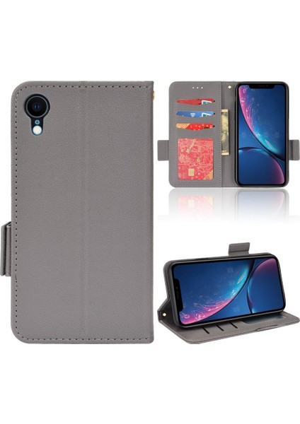Iphone Xr Için Kılıf Manyetik Kart Yuvaları Tutucu Yan Toka Cüzdan Pu Deri (Yurt Dışından)