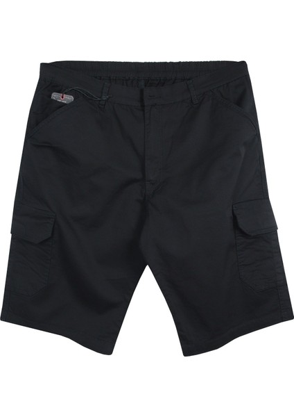 Erkek Büyük Beden 115 Kilo - 185 Kilo Arası Için Uygun Kargo Cepli Gabardin Şort Dekons Siyah