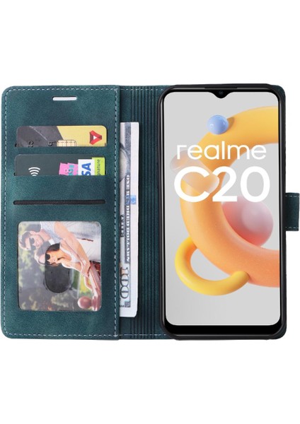 Realme C20 Cüzdan Için Flip Case Basit Iş Darbeye Kapak Çevirin (Yurt Dışından) modelleri