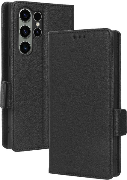 Samsung Galaxy S23 Ultra Kart Yuvaları Tutucu Cüzdan Yan Toka Pu (Yurt Dışından)