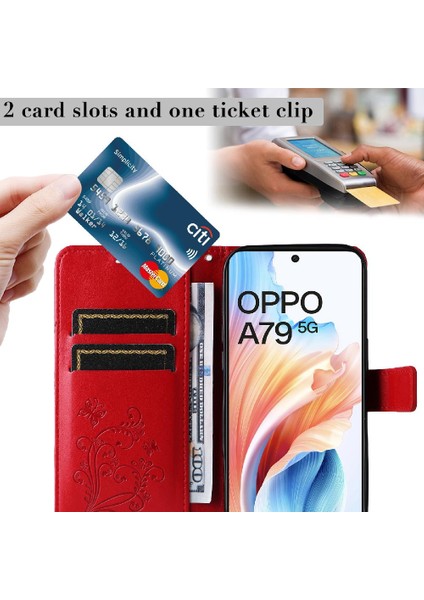 Oppo A79 5g Manyetik Kapak Için Kılıf Pu Deri Darbeye Kapak Kart ile (Yurt Dışından)