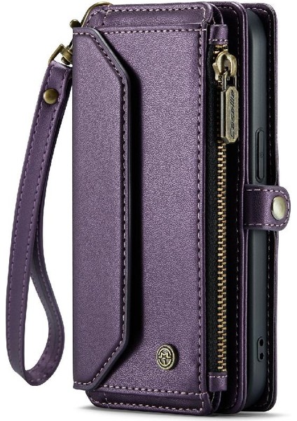 Iphone 12 /12 Pro Için Crossbody Durumda Rfid Engelleme Fermuar Faturaları Yuvası Kılıf (Yurt Dışından)