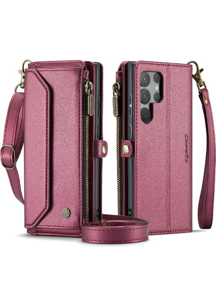 Kadınlar Için Crossbody Kılıf Samsung Galaxy S22 Ultra Cüzdan Kılıf Fermuar (Yurt Dışından)