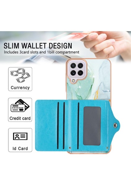 Samsung Galaxy M32 Ince Cüzdan Mermer Kart Yuvaları Yumuşak Tpu Tampon (Yurt Dışından) modelleri