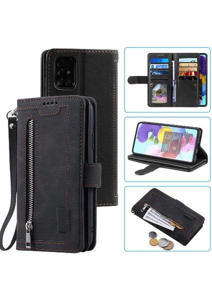 Samsung Galaxy A71 Için Flip Case 5g Kickstand Cüzdan Kordon Pu Deri 9 (Yurt Dışından)