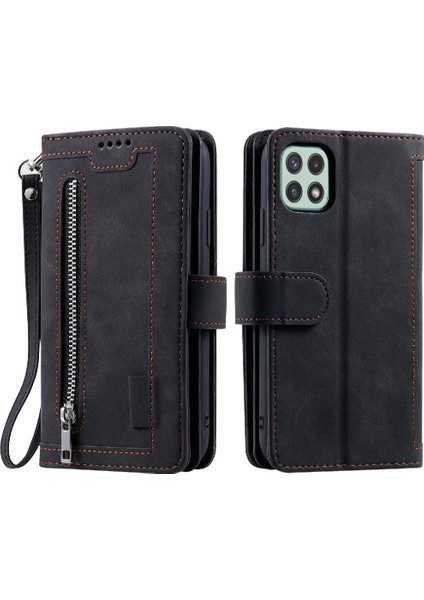 Samsung Galaxy A22 5g Cüzdan 9 Kart Yuvaları Kickstand Pu Için Flip Case (Yurt Dışından)