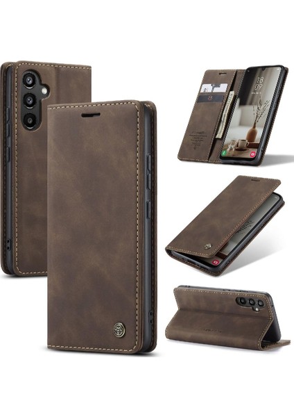 Samsung Galaxy A34 5g Için Flip Case Vintage Pu Deri Cüzdan Kılıf Kartı (Yurt Dışından)