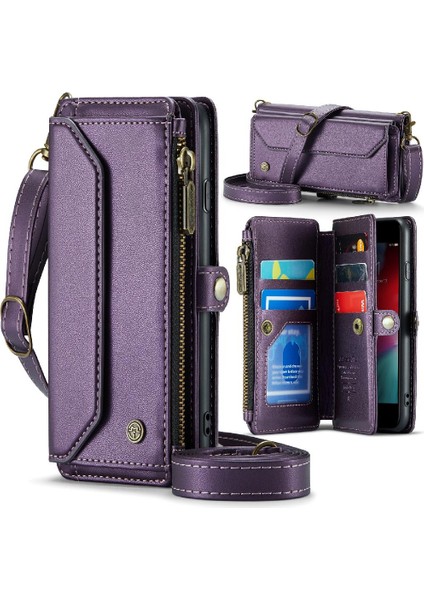 Iphone Se3 Için Crossbody Durumda/kadınlar Için Zipper Fermuar Faturaları Yuvası Cüzdan Kılıf (Yurt Dışından)