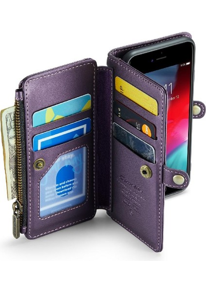 Iphone Se3 Için Crossbody Durumda/kadınlar Için Zipper Fermuar Faturaları Yuvası Cüzdan Kılıf (Yurt Dışından)