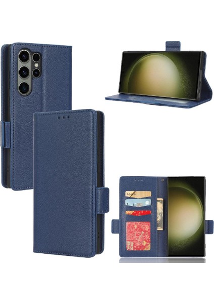 Samsung Galaxy S23 Ultra Kart Yuvaları Tutucu Cüzdan Yan Toka Pu (Yurt Dışından)