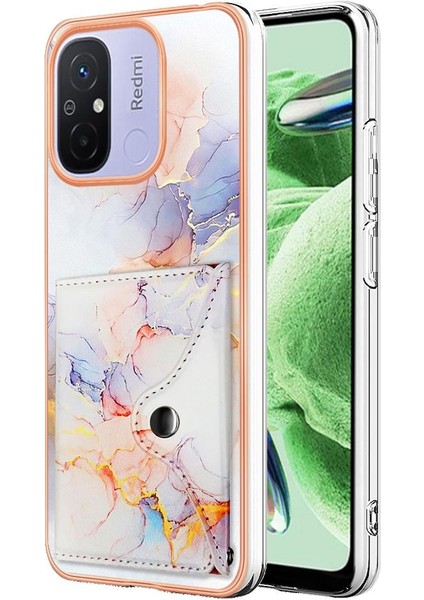 Xiaomi Redmi Için 12C Ince Cüzdan Yumuşak Tpu Tampon Kart Yuvaları Mermer (Yurt Dışından)