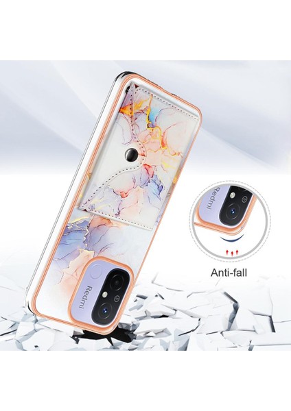 Xiaomi Redmi Için 12C Ince Cüzdan Yumuşak Tpu Tampon Kart Yuvaları Mermer (Yurt Dışından)