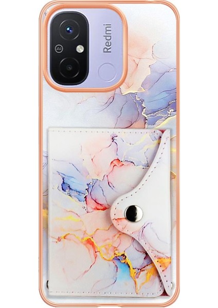Xiaomi Redmi Için 12C Ince Cüzdan Yumuşak Tpu Tampon Kart Yuvaları Mermer (Yurt Dışından)